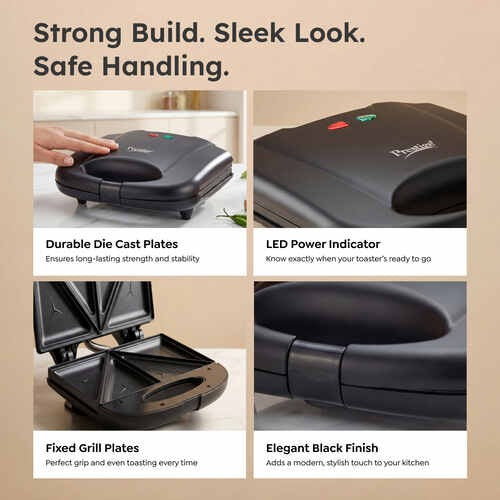 Prestige PSMFB Sandwich Toaster (Black, 800W)
