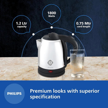 Philips Electric Kettle (Silver & Black, 1.5 Litre)