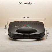 Prestige PGFSP Spatter Coated Non-Stick Sandwich Toaster (Black, 800W)