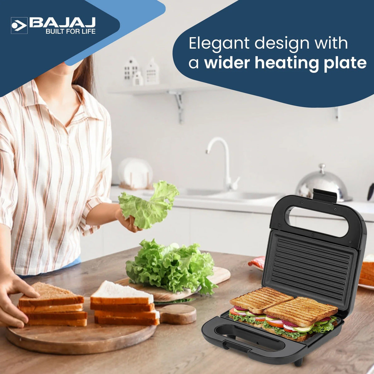Bajaj SWX 6 Sandwich Maker (Black, 800W)