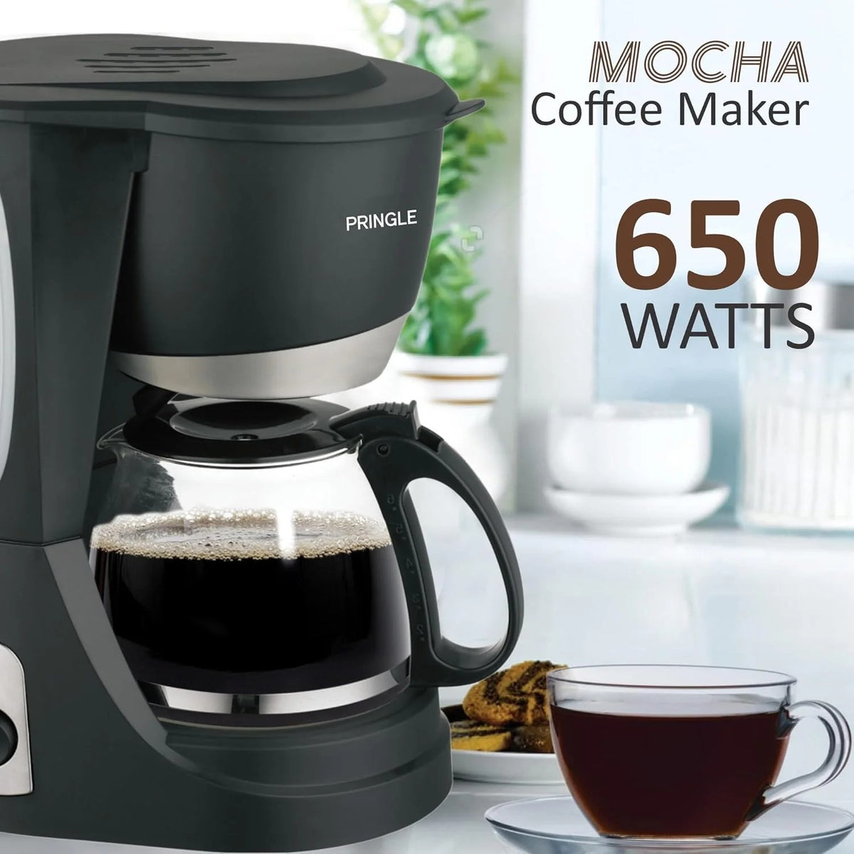 Pringle Mocha 4-Cup Drip Coffee Maker (Black, 600ml)