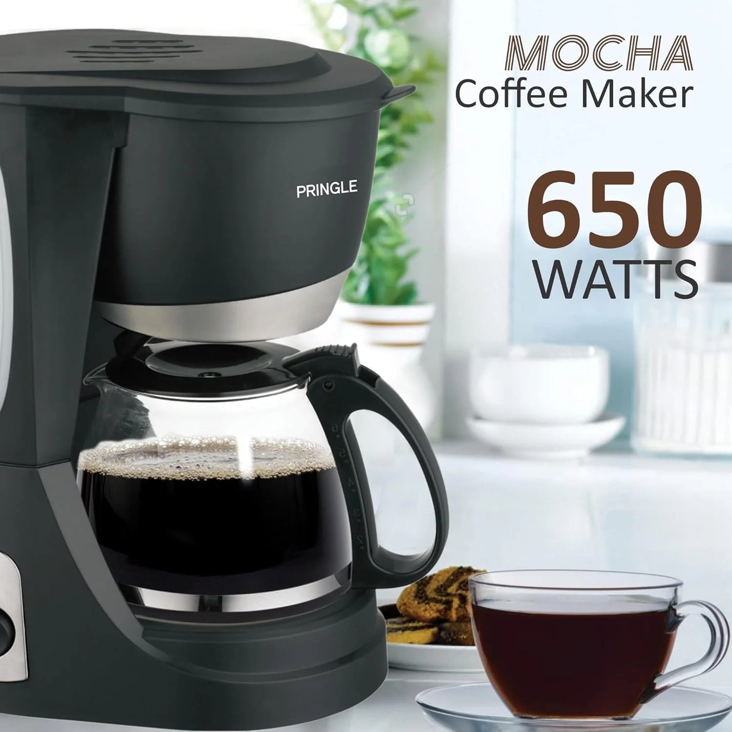 Pringle Mocha 4-Cup Drip Coffee Maker (Black, 600ml)
