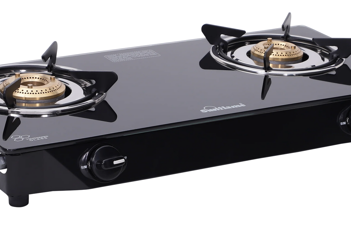 Sunflame Naples Glass Top Gas Stove (2 Burner. Manual Ignition)