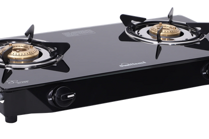 Sunflame Naples Glass Top Gas Stove (2 Burner. Manual Ignition)