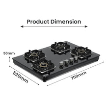 Sunshine Shine Hob Gas Stove (4 Burner, Auto Ignition)
