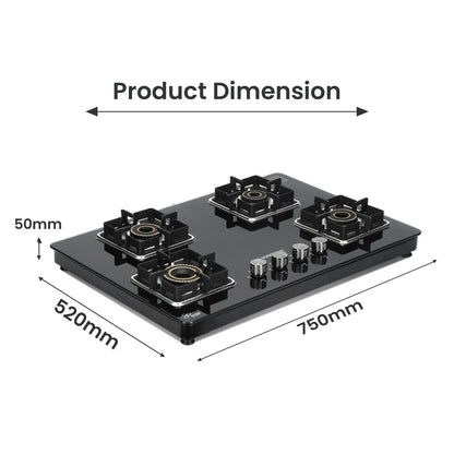 Sunshine Shine Hob Gas Stove (4 Burner, Auto Ignition)