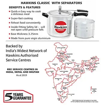Hawkins Classic Pressure Cooker with Separator Set (10 Litre, Aluminium Pressure Cooker) (CL 11)