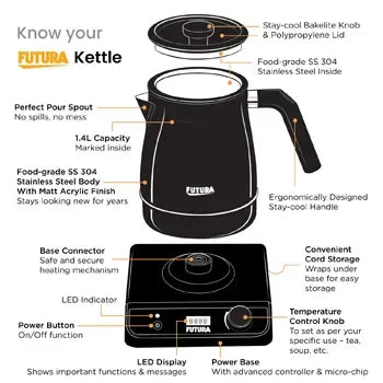 Hawkins Futura Electric Kettle (Black, 1.4 Litre)