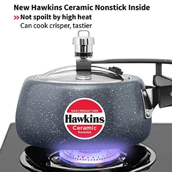 Hawkins Ceramic Pressure Cooker (1.5 Litre, Induction Compatible) (ICC 15)