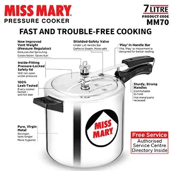 Hawkins Miss Mary Pressure Cooker (7 Litre, Aluminium Pressure Cooker) (MM 70)