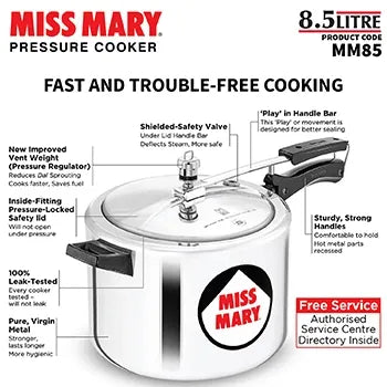 Hawkins Miss Mary Pressure Cooker (8.5 Litre, Aluminium Pressure Cooker) (MM 85)