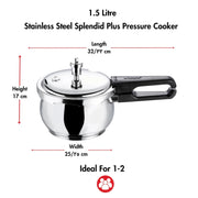 Vinod 18/8 Stainless Steel Splendid Plus Pressure Cooker, Gas & Induction Compatible (5.5 L)