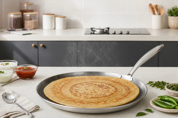 Vinod Platinum Triply Stainless Steel SAS Pro Dosa Tawa (28 cm)