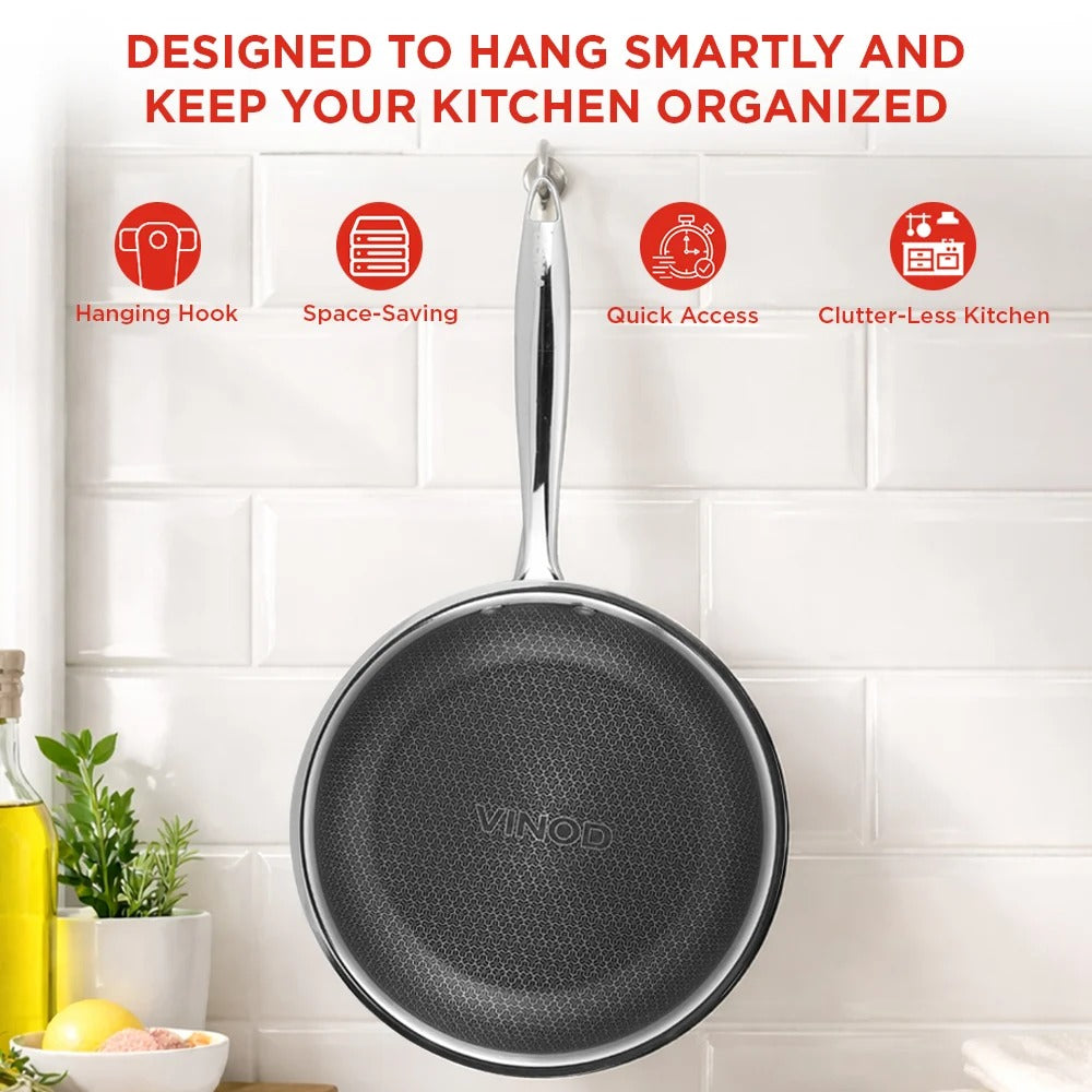 Vinod Platinum Triply Stainless Steel SAS Pro FryPan (24 cm)