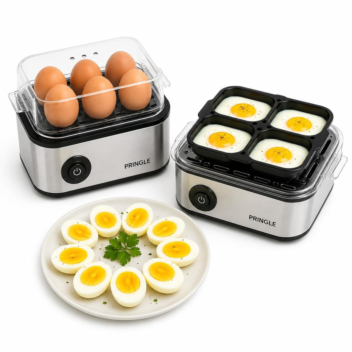 Pringle 2-in-1 Egg Boiler & Poacher (6 Egg Capacity & 4 Egg Poacher, 550W)