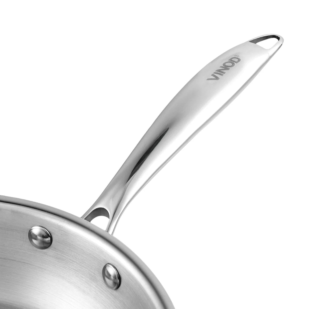 Vinod Platinum Triply Stainless Steel Frypan, Induction Friendly (22 cm)