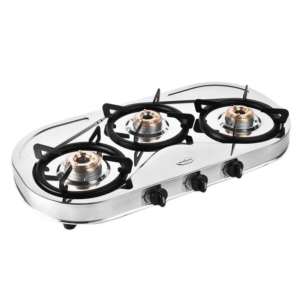 Sunflame Shakti Stainless Steel Gas Stove (3 Burner, Manual Ignition)