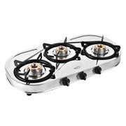 Sunflame Shakti Stainless Steel Gas Stove (3 Burner, Manual Ignition)