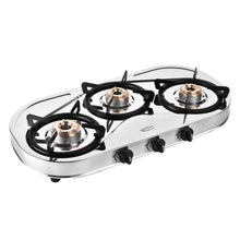 Sunflame Shakti Stainless Steel Gas Stove (3 Burner, Manual Ignition)