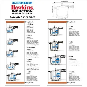 Hawkins Stainless Steel Wide Pressure Cooker (3 Litre, Induction Compatible) (HSS 3W)