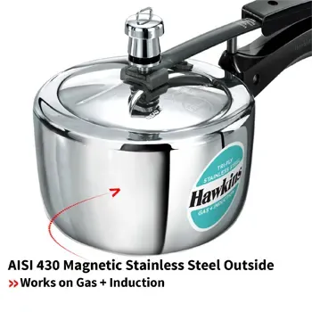 Hawkins Tri-Ply Stainless Steel Pressure Cooker (1.5 Litre, Induction Compatible) (HSST 15)
