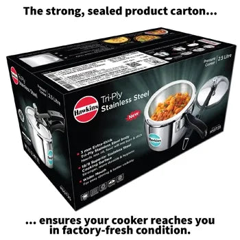 Hawkins Tri-Ply Stainless Steel Pressure Cooker (2.5 Litre, Induction Compatible) (HSST 25)