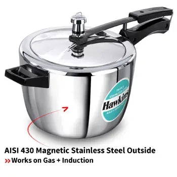 Hawkins Tri-Ply Stainless Steel Pressure Cooker (4.5 Litre, Induction Compatible) (HSST 45)
