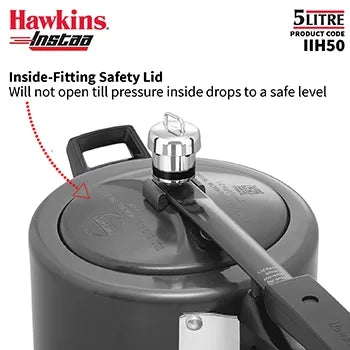 Hawkins Instaa Pressure Cooker (5 Litre, Induction Compatible) (IIH 50)