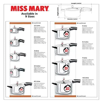 Hawkins Miss Mary Pressure Cooker (1.5 Litre, Aluminium Pressure Cooker) (MM 15)