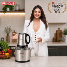 Pringle QuadMax Electric Vegetable & Meat Chopper, 3 Litre Stainless Steel Bowl (3 Speed Settings, 4 Stainless Steel Blades)