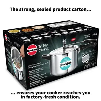 Hawkins Tri-Ply Stainless Steel Classic Pressure Cooker (5 Litre, Induction Compatible) (SSTCL 50)