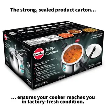 Hawkins Tri-Ply Stainless Steel Contura Pressure Cooker (5 Litre, Induction Compatible) (SSTCO 50)