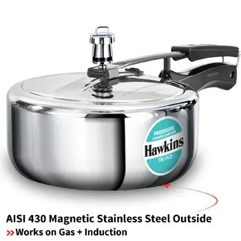 Hawkins Tri-Ply Stainless Steel Pressure Cooker Cum Pan (3 Litre, Induction Compatible) (SSTPP3)