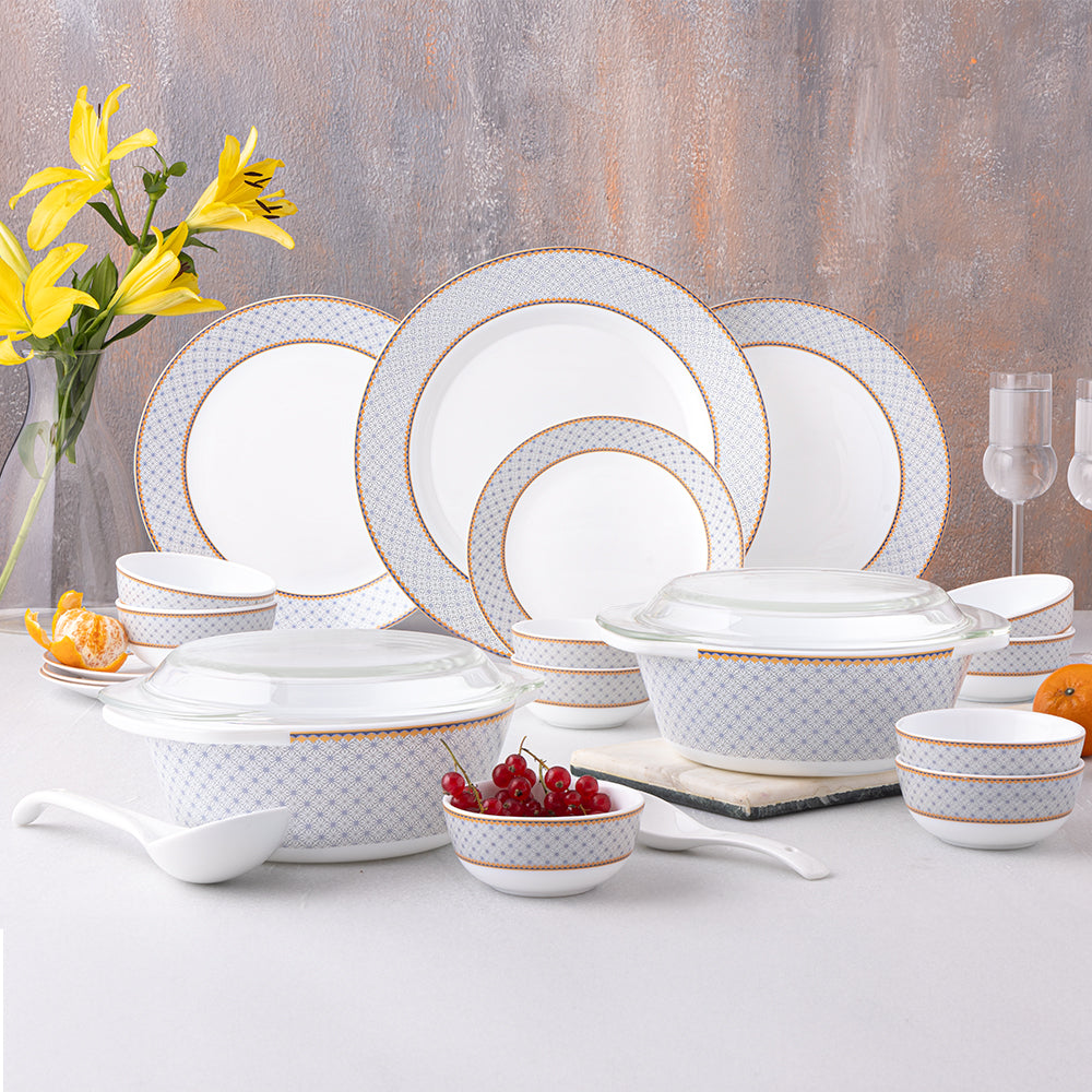 Larah by Borosil Kosmia Premia Opalware Dinner Set – 37 Pieces - image 1
