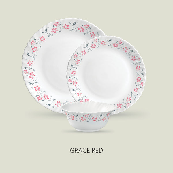 La Opala Diva Classique Grace Red 35 Piece Dinner Set