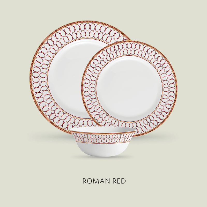 La Opala Diva Sovrana Roman Red 35 Piece Dinner Set