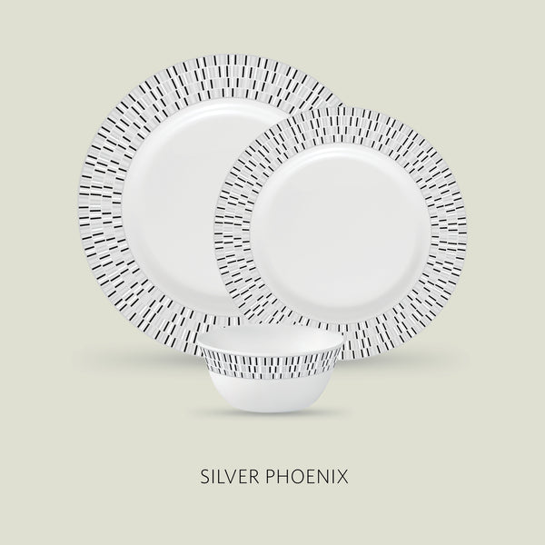 La Opala Diva Sovrana Silver Phoenix 35 Piece Dinner Set