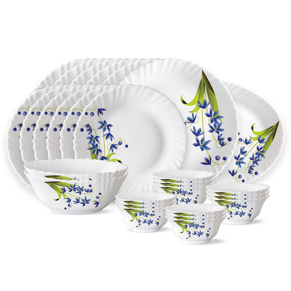 Larah by Borosil Lavender Opalware Dinner Set 27 Pieces