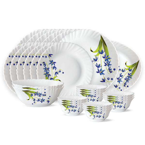 Larah by Borosil Lavender Opalware Dinner Set 27 Pieces