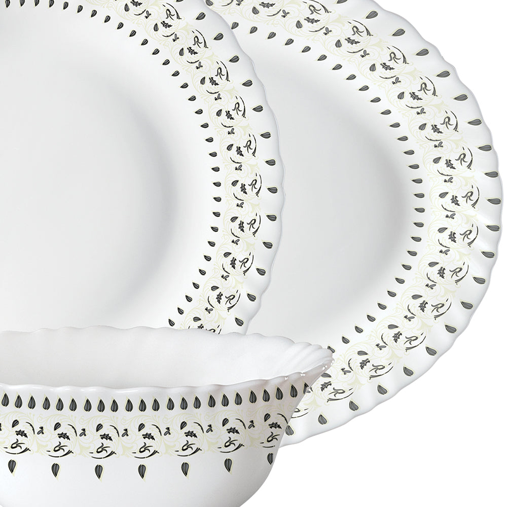 Larah by Borosil Ora Gold Opalware Dinner Set 27 Pieces