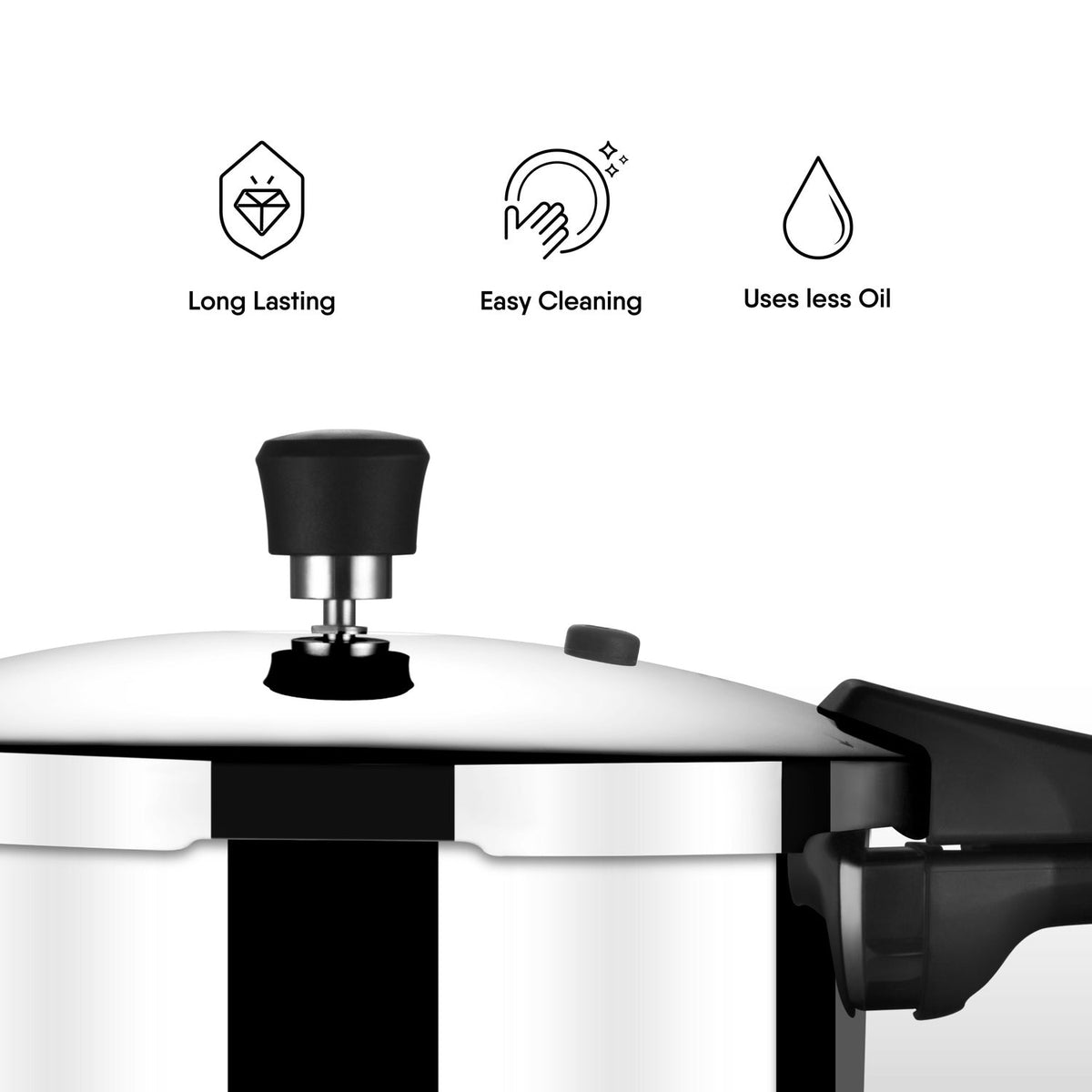Stahl Xpress 3.5 Litre Triply Stainless Steel Cooker Pan Inner Lid Pressure Cooker Pan ISI Certified Induction Compatible Serves 3–5