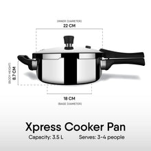 Stahl Xpress 3.5 Litre Triply Stainless Steel Cooker Pan Inner Lid Pressure Cooker Pan ISI Certified Induction Compatible Serves 3–5
