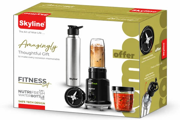 Skyline Fitness Set Nutri Fresh Blender with 2 Jars and Stainless-Steel Bottle (500W)