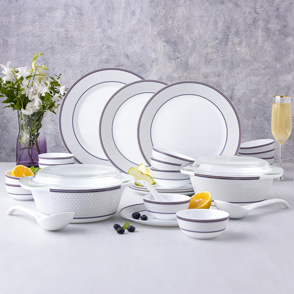 Larah by Borosil Starlight Premia Opalware Dinner Set – 51 Pieces - image 1