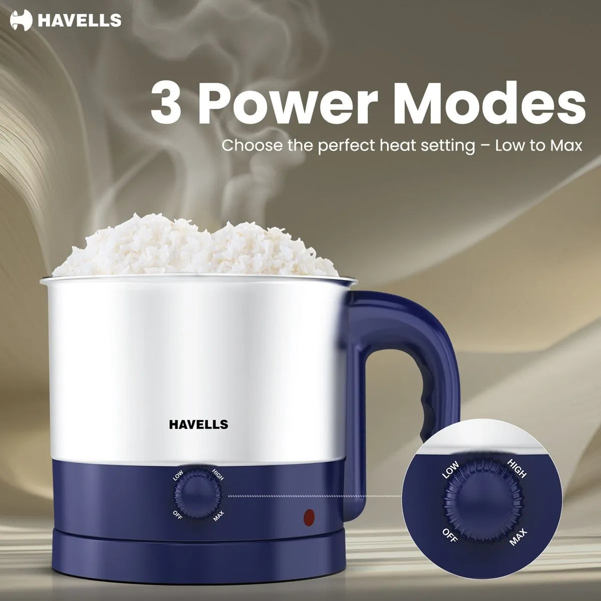 Havells Steamor Multicook Electric Kettle (Blue, 1.2 Litre)