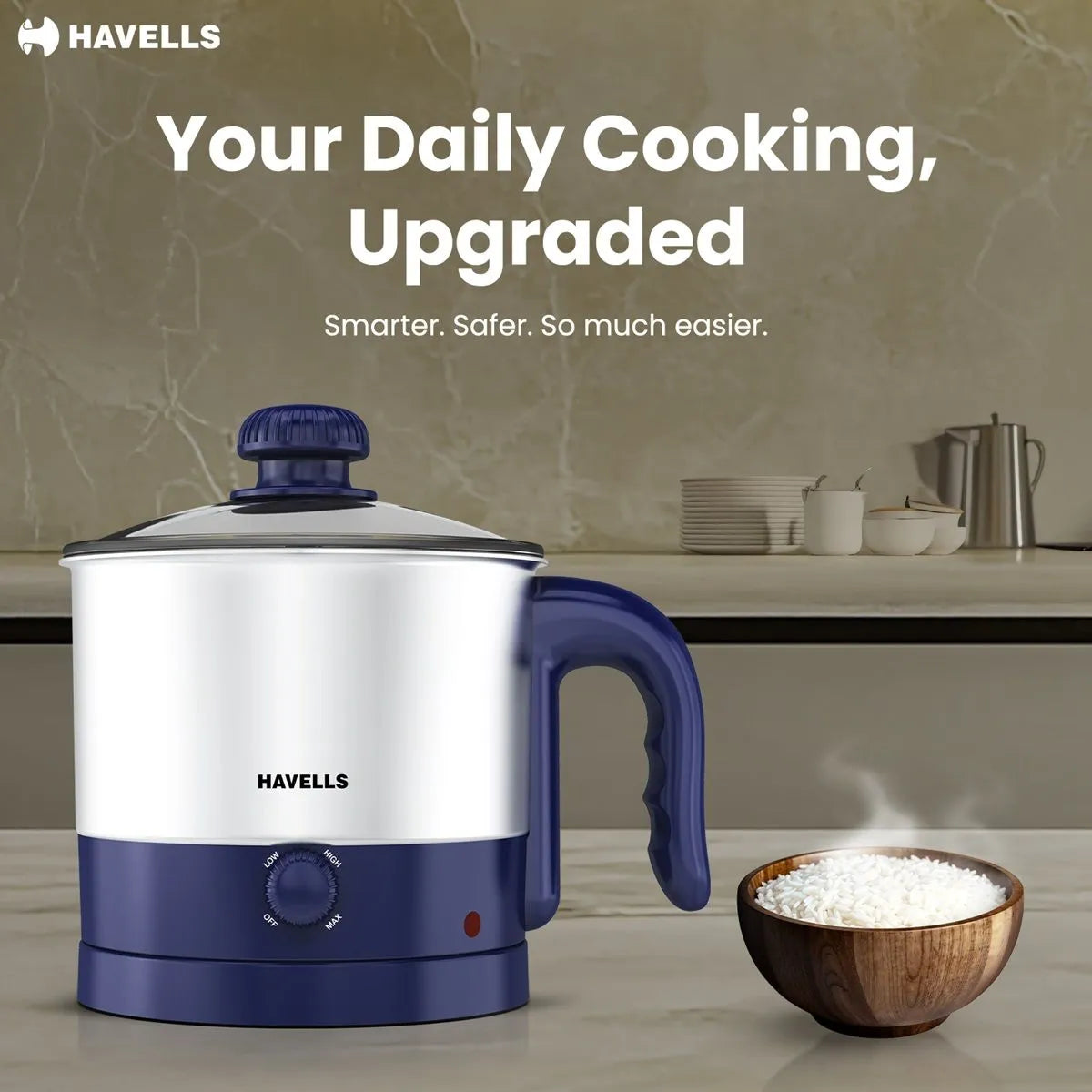 Havells Steamor Multicook Electric Kettle (Blue, 1.2 Litre)
